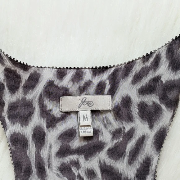 Joie Leopard Print Gray Silk Racerback Tank Top - Picture 9 of 11